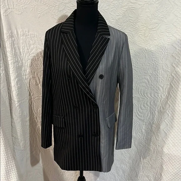 Black and Gray Pinstripe Blazer,‎ size medium