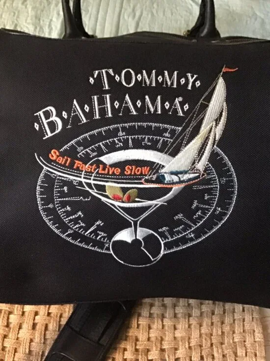 Tommy Bahama Leather Canvas Black travel bag - MINT CONDITION