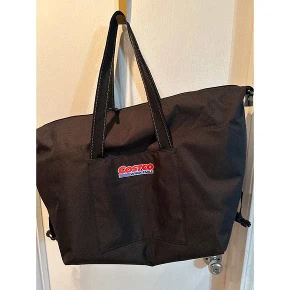 Costco Wholesale Black Canvas Tote Bag Zippered Large Carryall