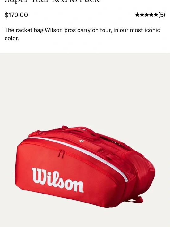 Wilson Tour Ref 15 pack Red Duffel Tennis Bag