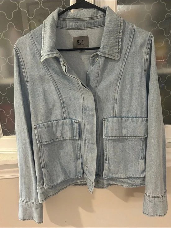 Kut from the Kloth Pale Blue Denim Jacket with Patch Pockets