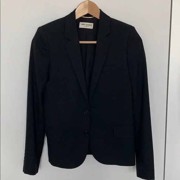 Saint Laurent Black Tailored Wool Blazer