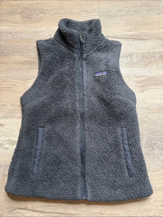 Women’s Patagonia Charcoal Sherpa Fleece Vest - Full Zip Size Small