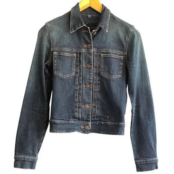 Vtg Sergio Valente Womens Small Cowgirl Western Metal Steer Logo Denim Jacket