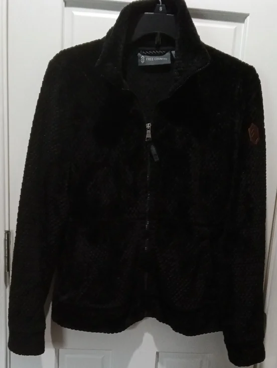 Free Country Black Plush Teddy Zip Jacket