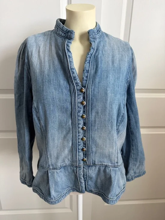 Ralph Lauren Peplum Denim Jacket Size 14 Vintage