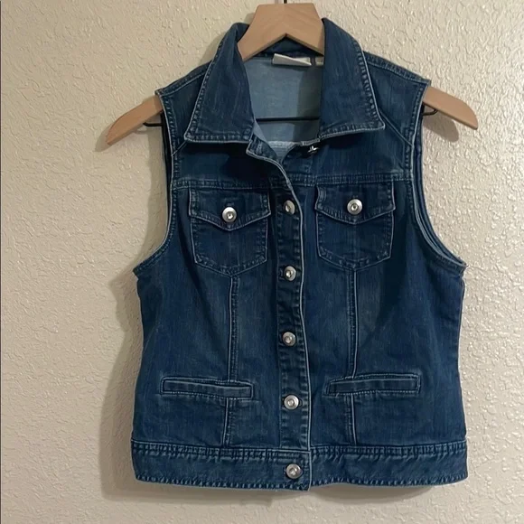 Chicos Denim Sleeveless Vest with Button Front