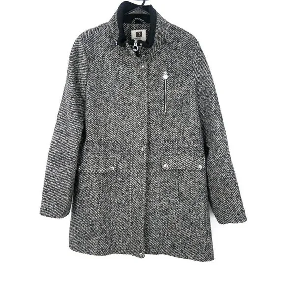 NWOT Laundry By Design Black‎ and White Tweed Overcoat XL