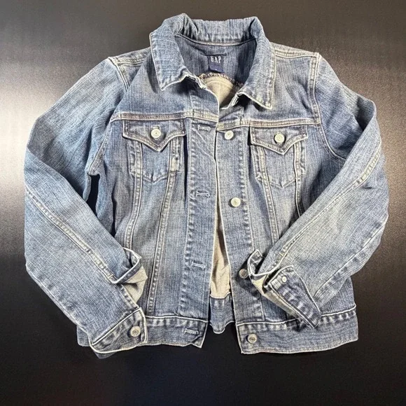 GAP Womens Medium Wash Stretch Denim Trucker Jacket Blue Size M RN 54023 K6