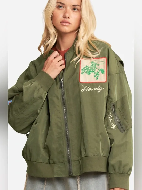 Olive Green Bomber Jacket West Voast Rodeo