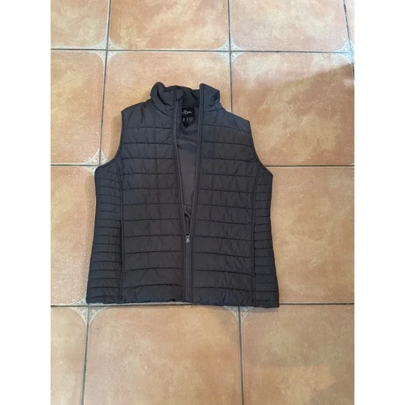 Land's End Dark Gray Vest Women's Size M Quilted Athletic Hiking Jogger