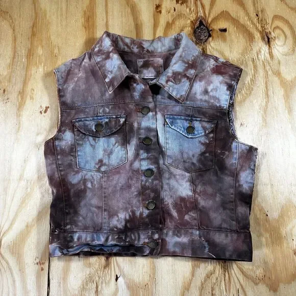 Life In Progress Acid Wash Denim Vest