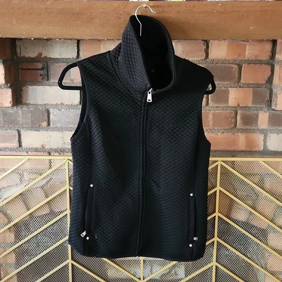 Lauren Ralph Lauren Black Quilted Corduroy Sleveless Vest sz Medium