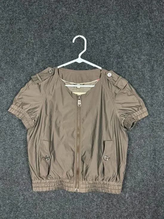 Burberry London Womens Olive Short Sleeve Zip Jacket Bolero Nova Check UK 10 US