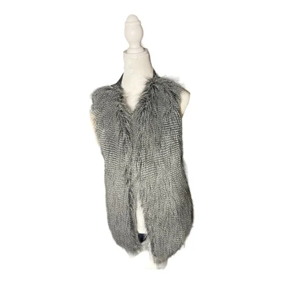 New York & Company Faux Fur Vest Women's Size Medium Grey‎