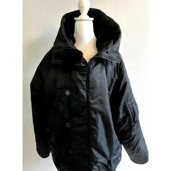 Y2K 90s Parka Insulated Jacket LONG Military Swim Pockets Women’s L Mossimo VTG