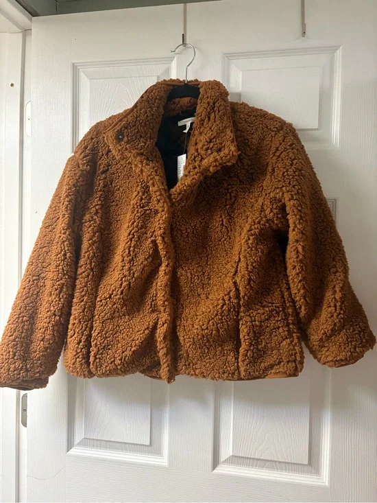 Maurices Plush Teddy Coat in Rust