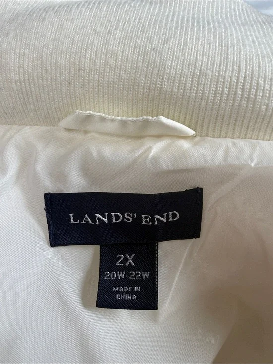 Lands' End Women's puffer in Ivory White