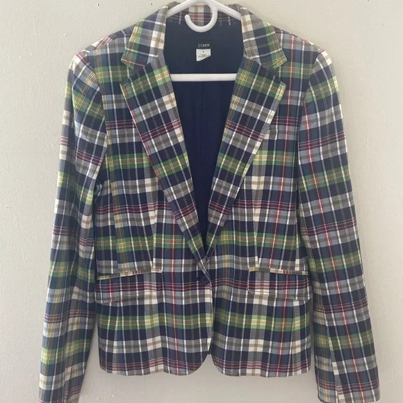 J. Crew Plaid Blazer in Navy, Green & Red