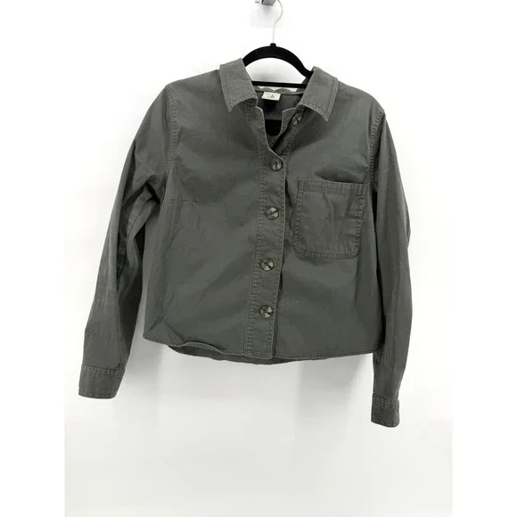 Cabi Green Cropped Shacket Size M #5298 Casual Lightweight Jacket Top Career EUC