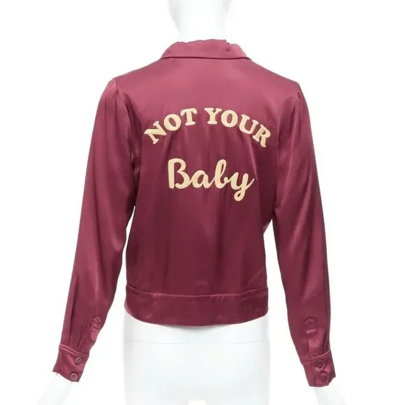 Reformation Satin Embroidered Crop Jacket