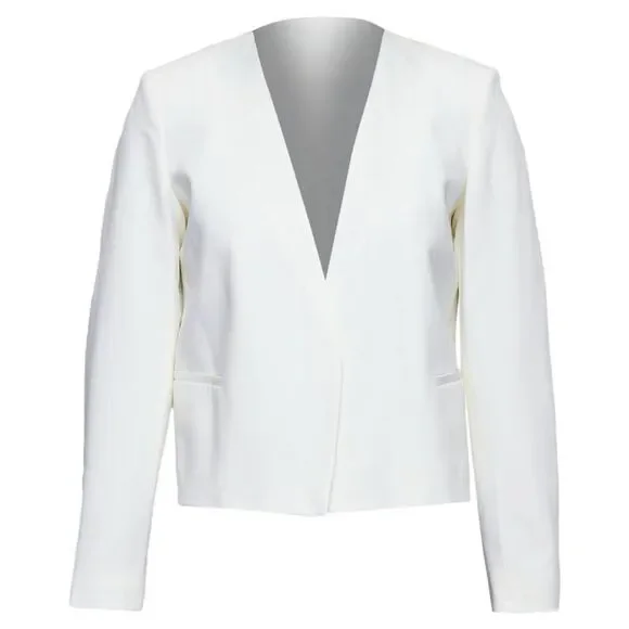 Theory White Lapel Cropped Blazer