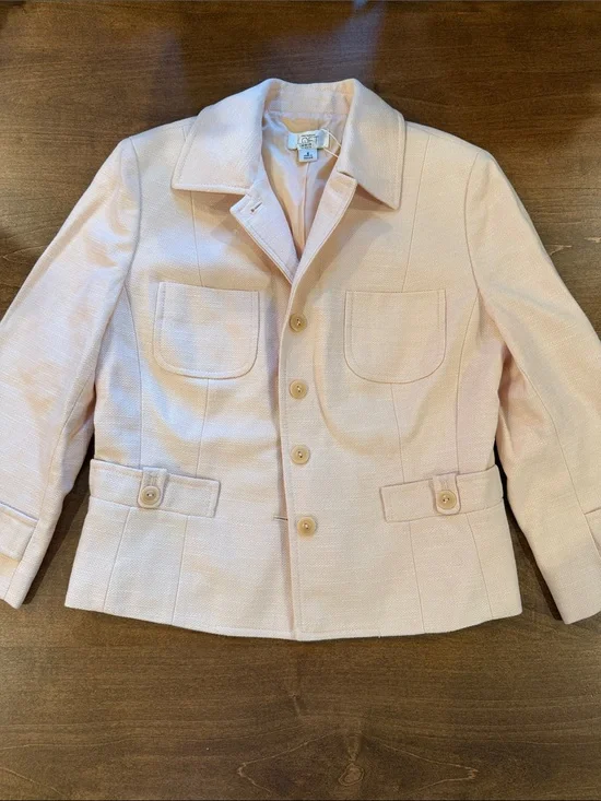 LOFT Pale Pink Textured Blazer Jacket
