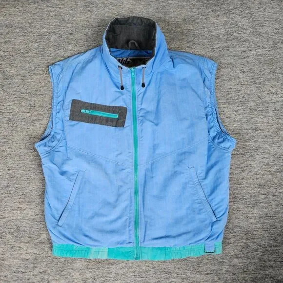 Vintage NILS Skiwear Mens M Vest Aspen Ski Full Zip Blue Entrant Fabric USA Made