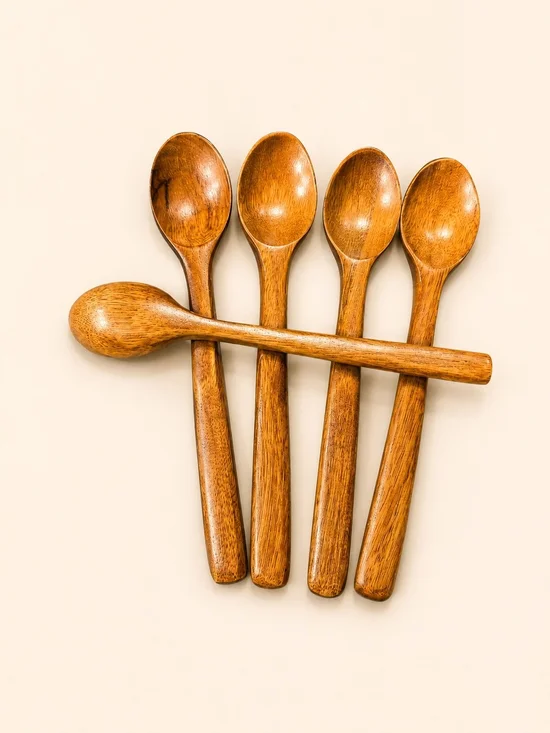 5 Pc Wooden Spoon Set – 6.5” Handcrafted Wood Spoons Kitchen Utensils Rustic