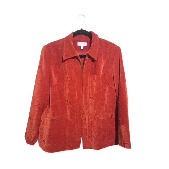 Vintage Conrad‎ C Classy Women's size 18 Velvet Burnout Sophisticated Zip Jacket