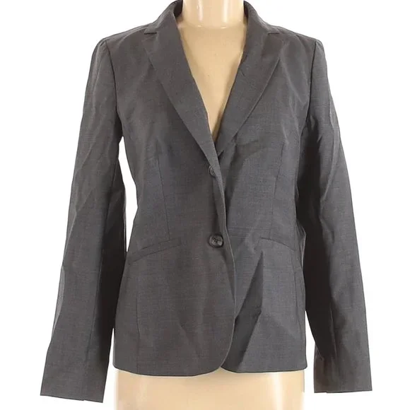 Talbots Wool 2 Button Grey Blazer Jacket Size 4 NWT
