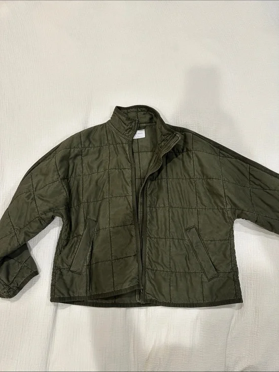 Little Moon Olive Green Quilted Jacket