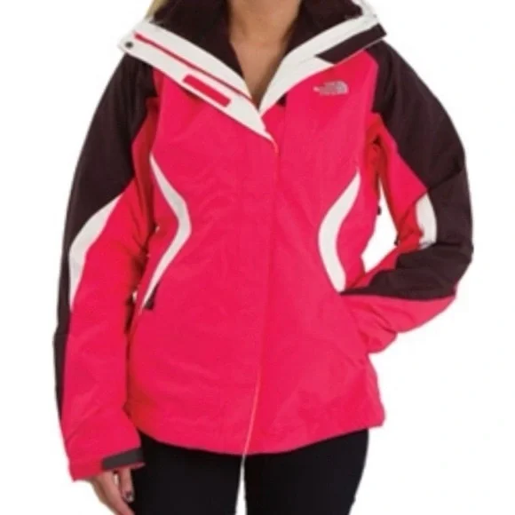 The North Face‎ Pink and Black Ski Jacket with High Collar Small