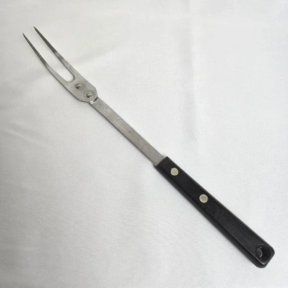 Ekco Forge Stainless Steel Meat Carving Fork, Black Handle,‎ USA, 11.5