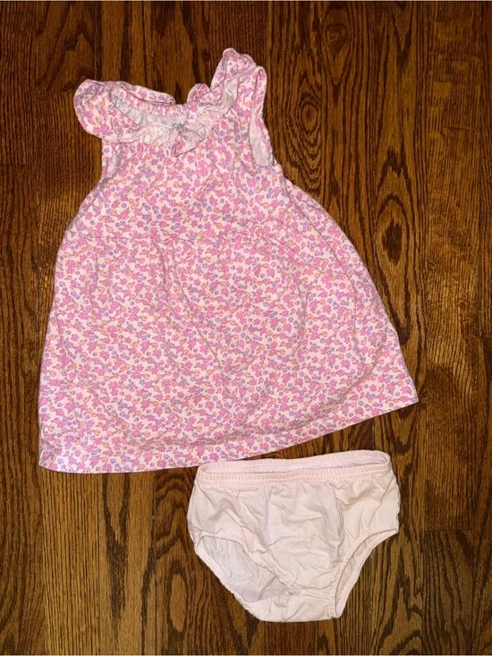 Carter's Pink Floral Dress with Matching Pink Diaper Cover