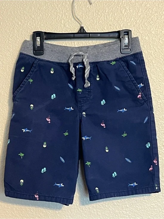 Carter's Boy’s Size 8 Navy Blue  Tropical Shorts w/ Gray Waistband