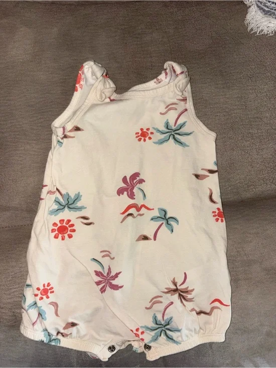Carter's Cream Baby Romper with Coral and Teal Accents