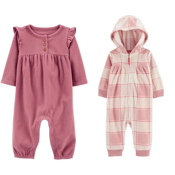 Baby Flutter‎ Fleece Jumpsuit & Baby Plaid Hooded Fleece Jumpsuit 12M