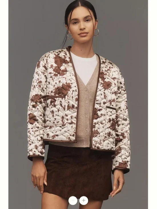 Anthropologie Maeve Cow Print Quilted Jacket