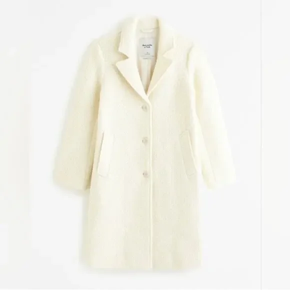 Abercrombie Ivory Wool Blend Dad Coat