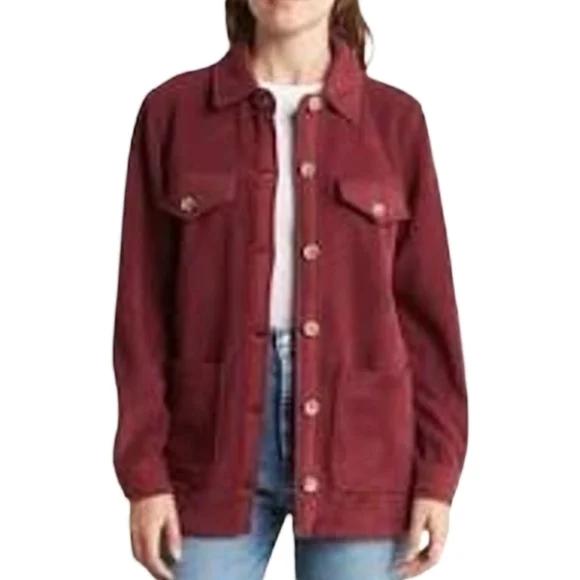 BLANKNYC Burgundy Fleece Shacket Small