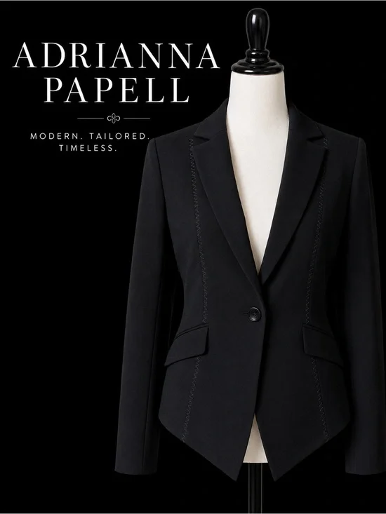 Adrianna Papell Black Point Hem One-Button Blazer Jacket