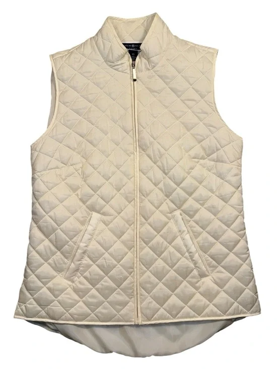 Karen Scott XS Sport Ivory White Quilted Vest Women’s Lightweight Zip Up Soft