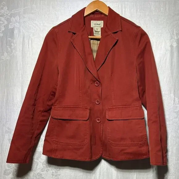 LL Bean Blazer XS PET Rust Corduroy Jacket Equestrian Western Lined Burnt Orange