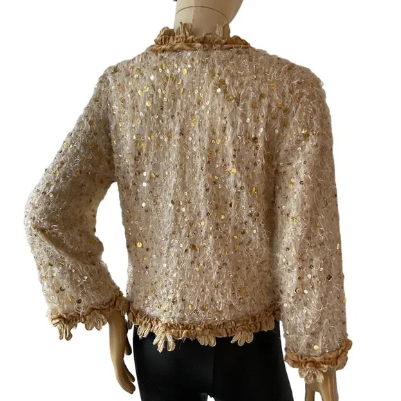 Sequined Cream Women's Blazer Jacket