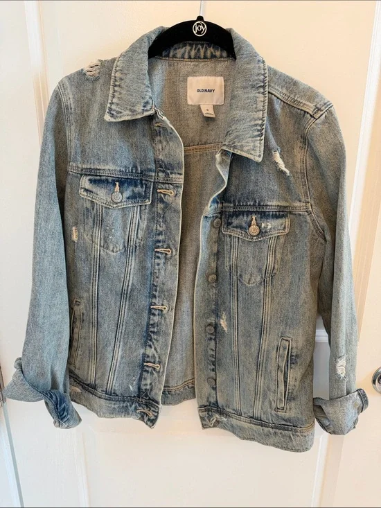 Old Navy Light Blue Distressed Denim Jacket