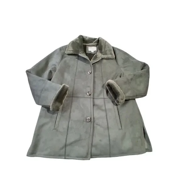 Appleseeds Faux Suede Women's‎ size XL Plush Lined Chunky Cozycore Winter Coat