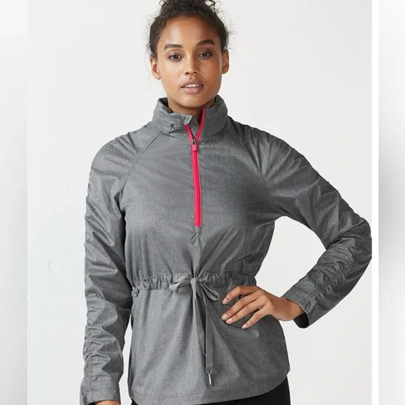 Fabletics Danielle Water Resistant Athletic Jacket Grey‎ & Pink Women's Medium
