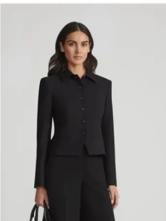 Lafayette 148 New York Black Fitted Button-Front Jacket