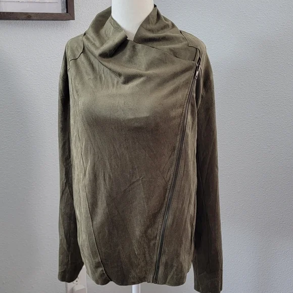 KORI America suede Moto Jacket Olive size Small